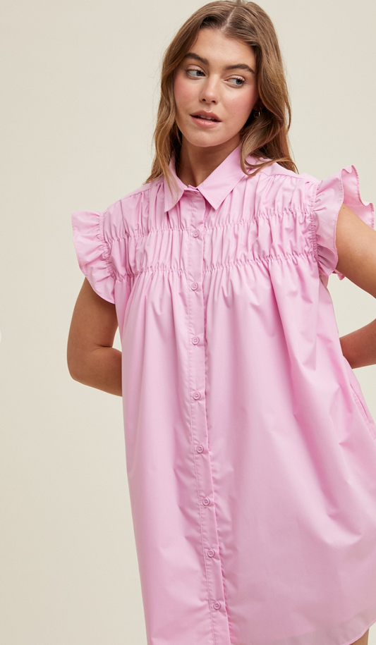 Lilac Button Up Shirt Dress