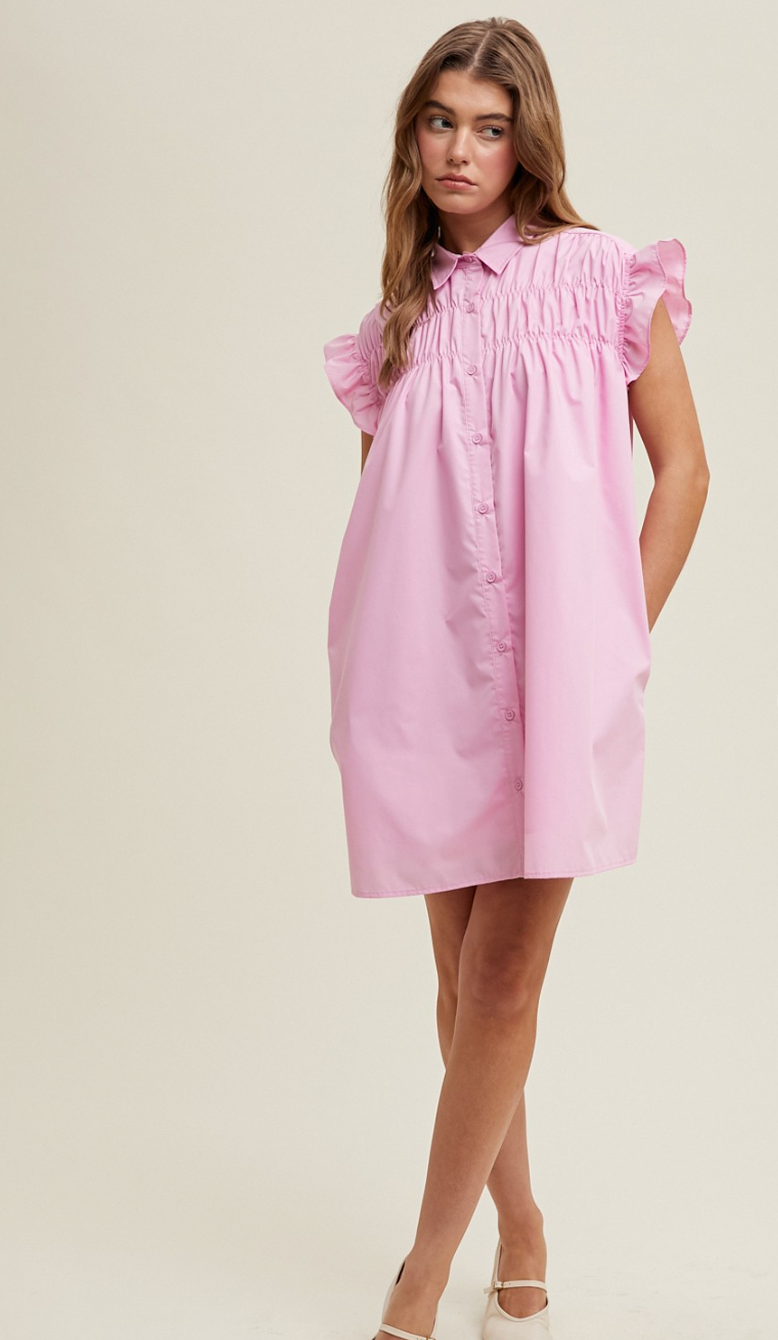 Lilac Button Up Shirt Dress
