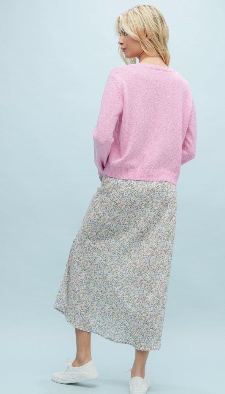Button Up Knit Sweater Pink