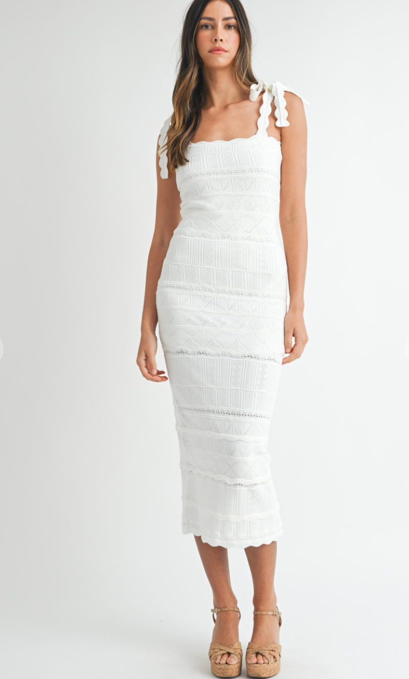Kierra Knit Shoulder Tie Midi Dress