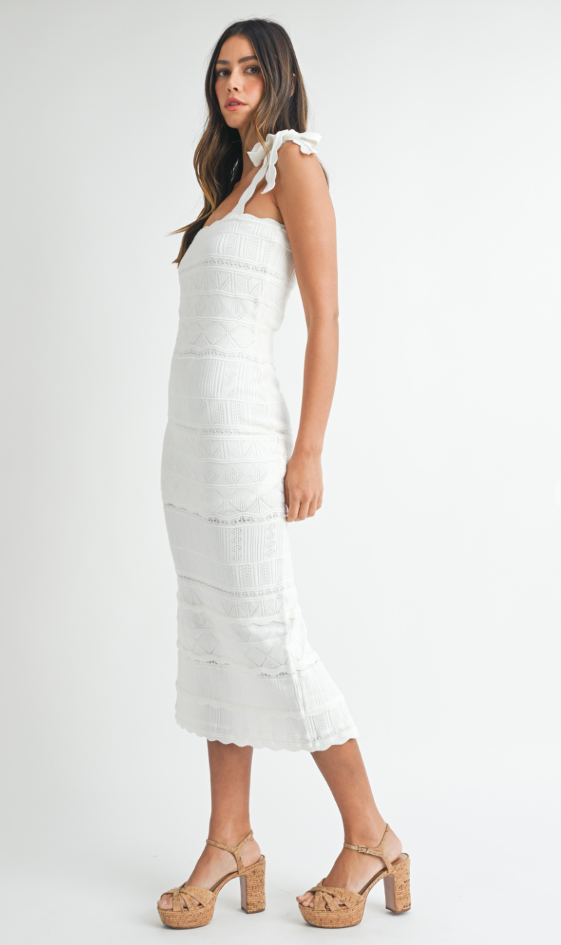 Kierra Knit Shoulder Tie Midi Dress