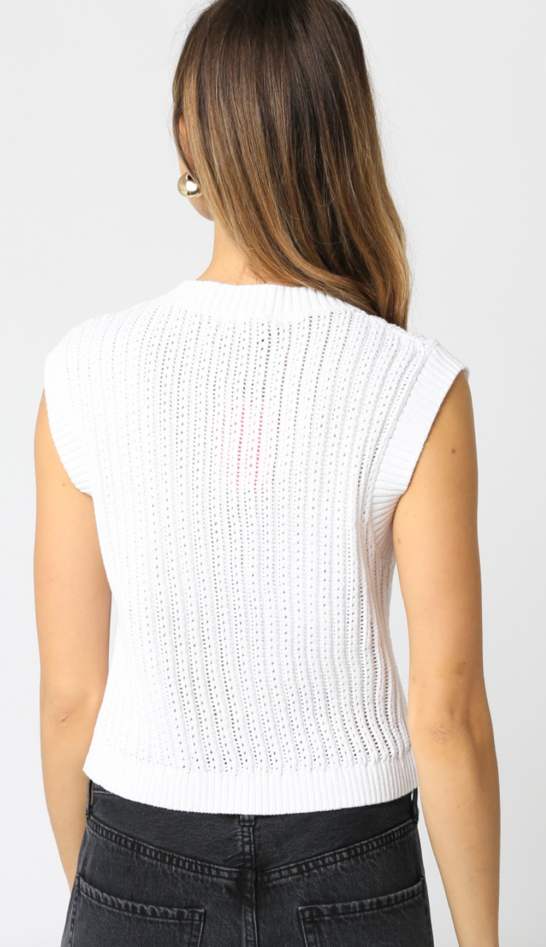 Button Knit Tank White