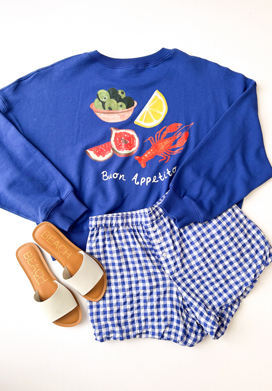Blue Bubble Gingham Shorts