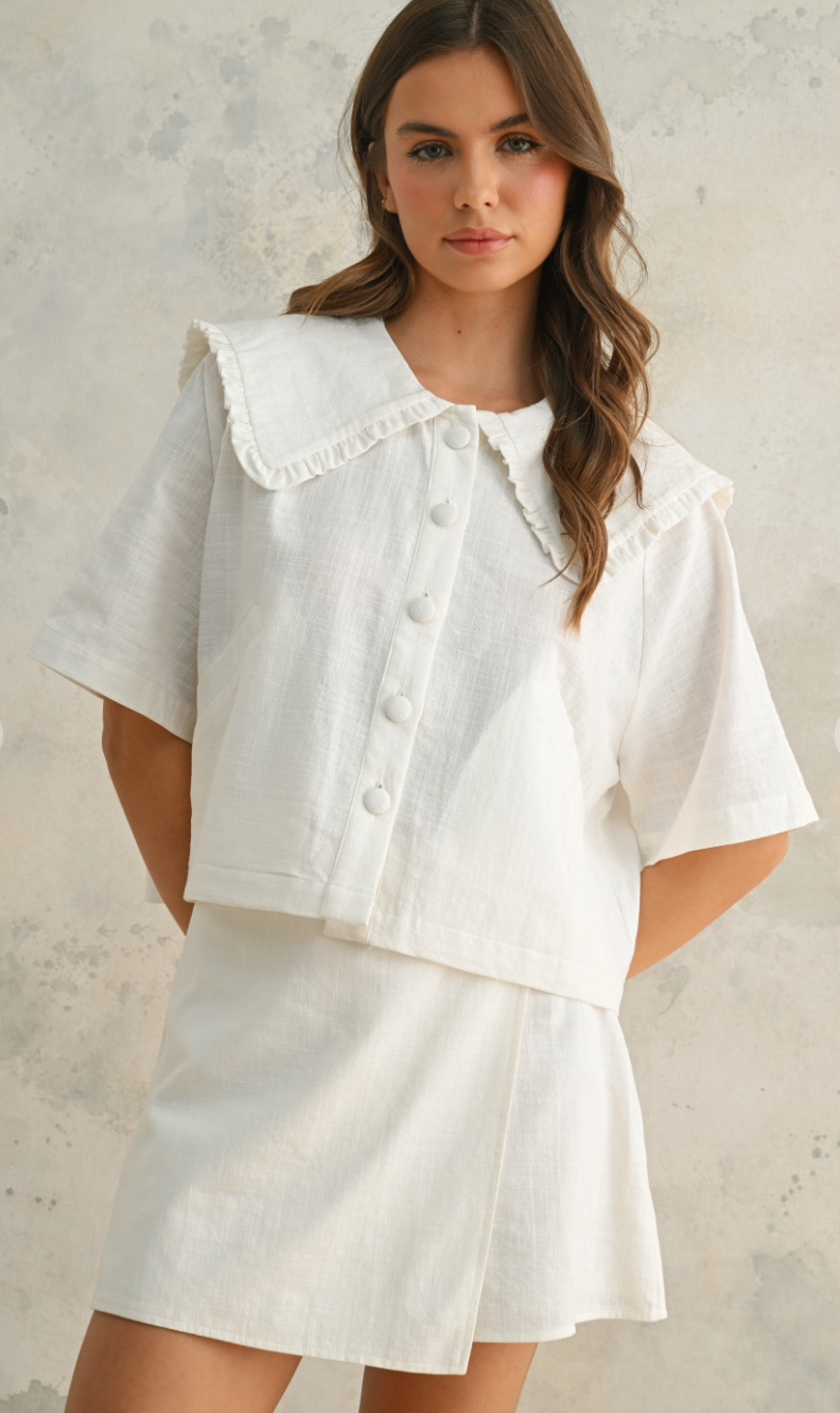 Penny Collared Shirt & Skirt Set of 2