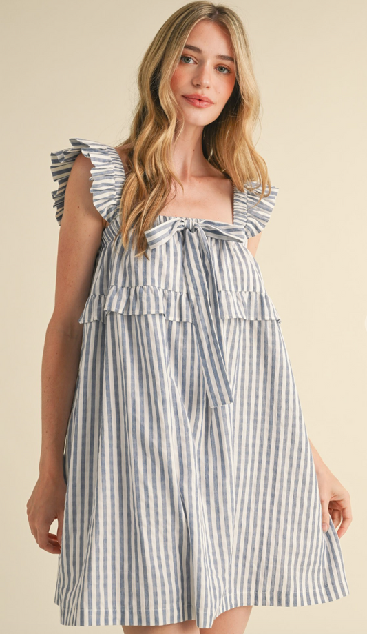 Ruffle Trim Stripe Dress