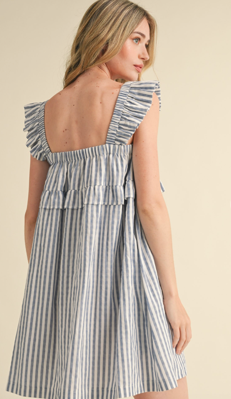 Ruffle Trim Stripe Dress