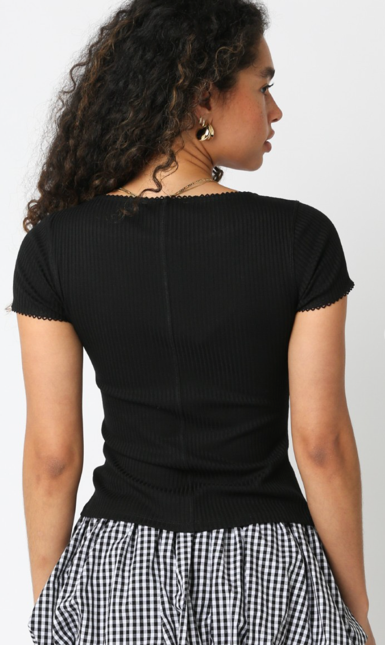 Split Hem Top Black