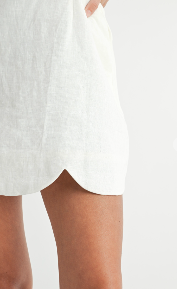 Scallop Hem Shift Dress White