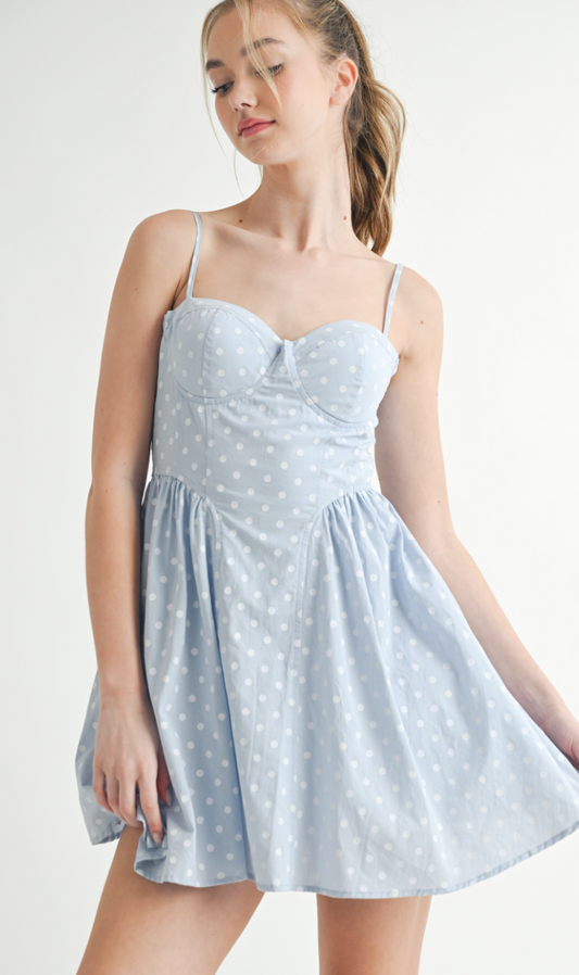 Light Blue Polka Dot Dress