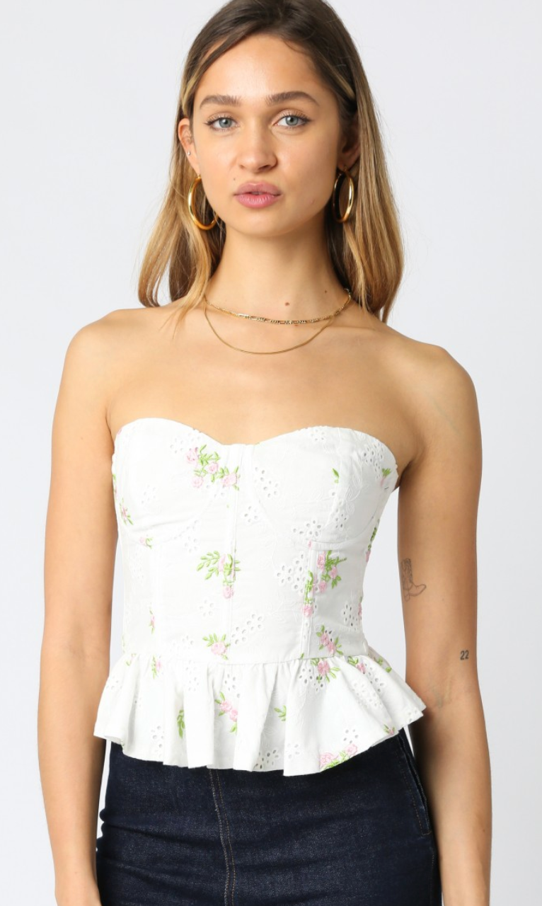 Bustier Eyelet Foral Top