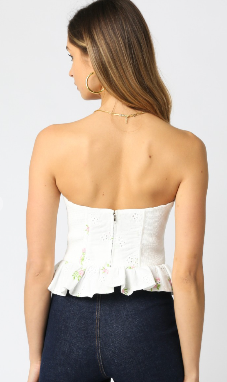 Bustier Eyelet Foral Top