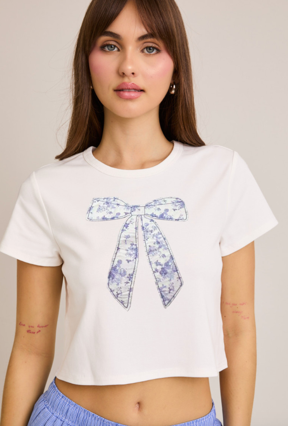 Contrast Bow T-shirt