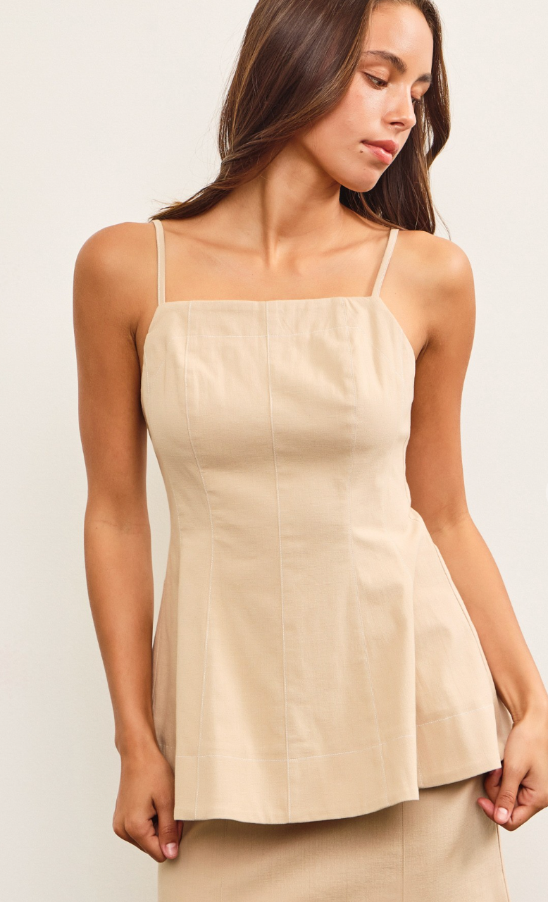 Taupe Fluted Top