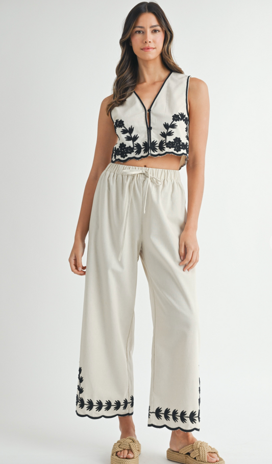 Paige Embroidered Tank & Pants Set of 2