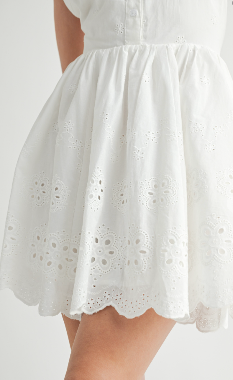 White Eyelet Halter Dress