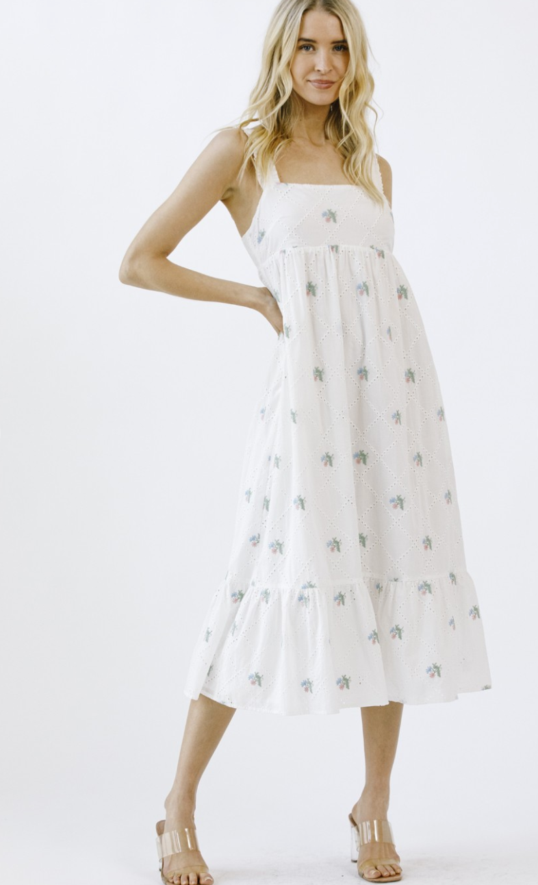 Desi Embroidered Floral Midi Dress