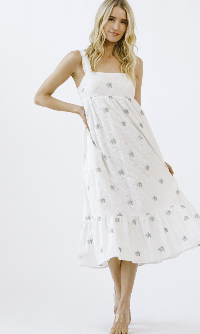 Desi Embroidered Floral Midi Dress