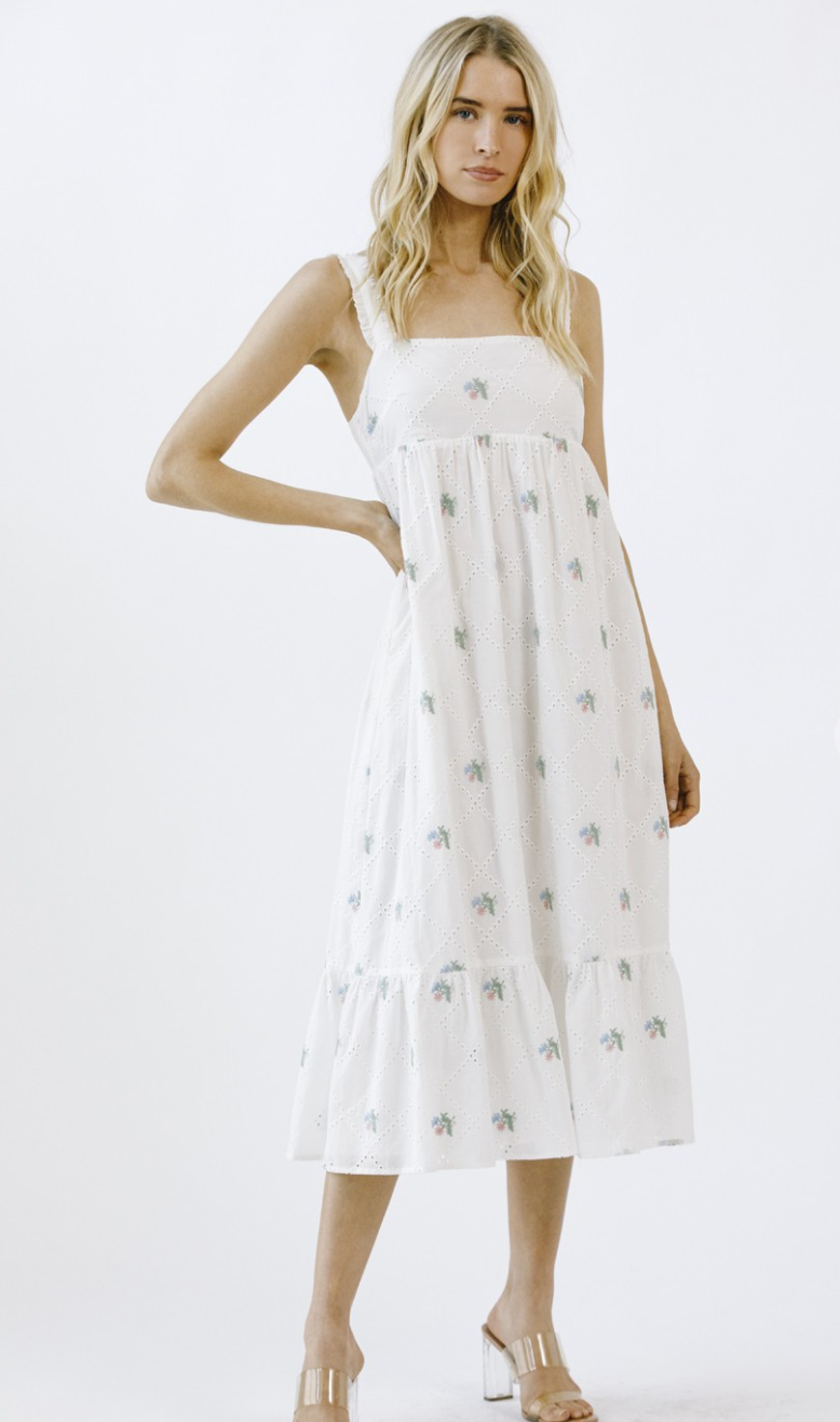 Desi Embroidered Floral Midi Dress