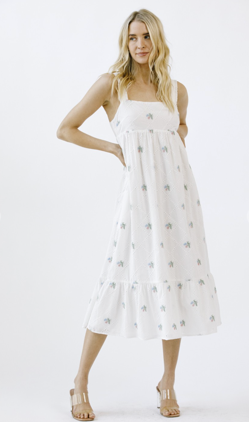 Desi Embroidered Floral Midi Dress