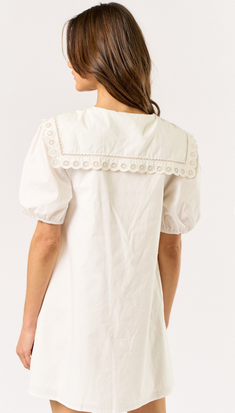 Puff Sleeve Scallop Collar Dress