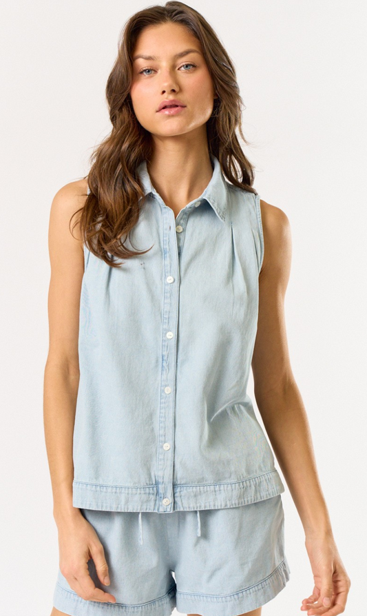 Light Denim Collared Top