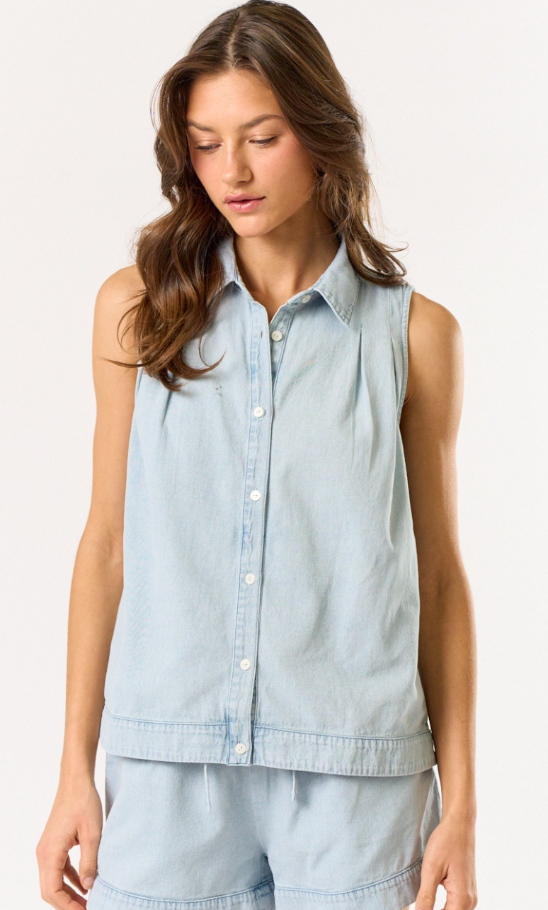 Light Denim Collared Top