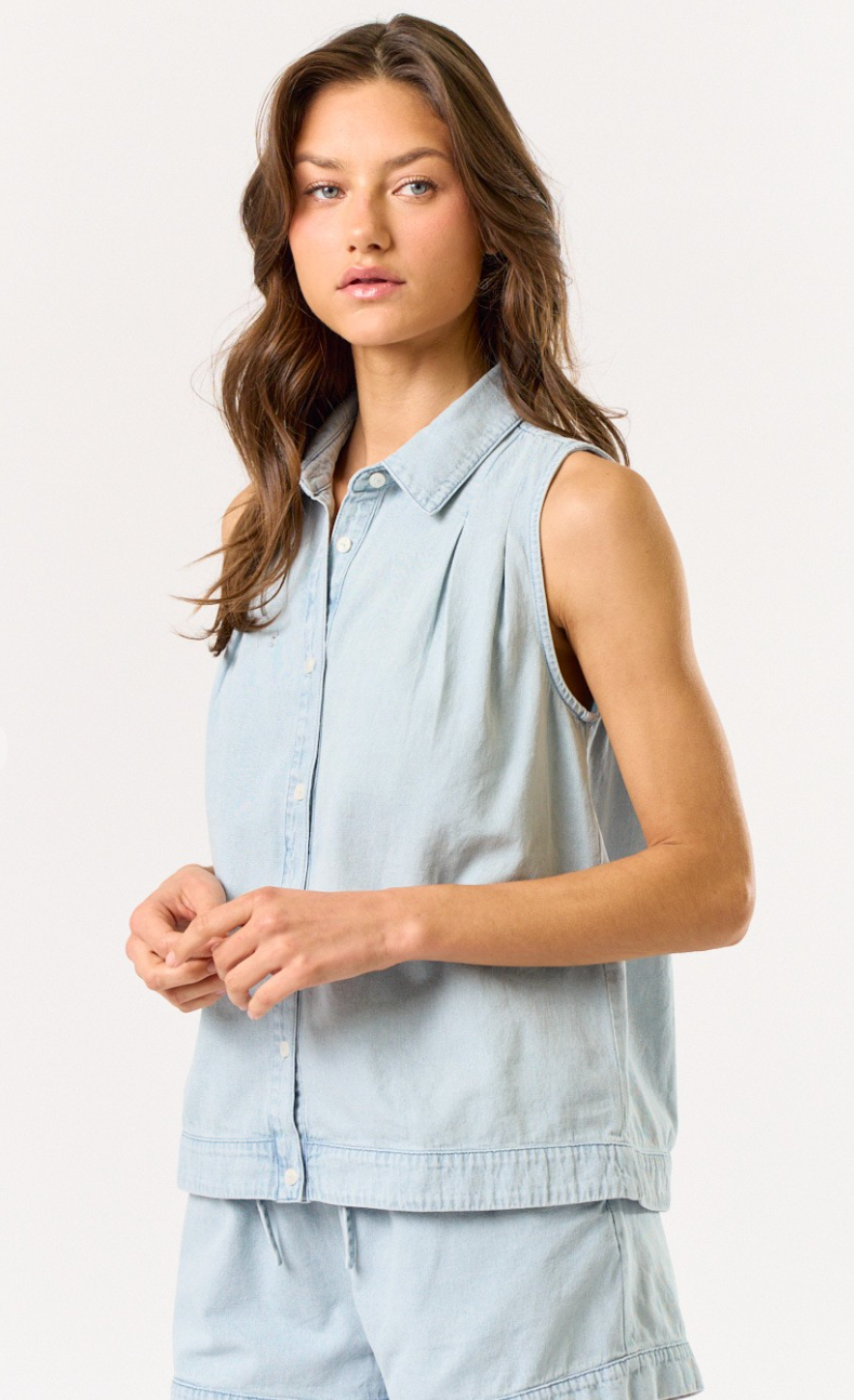 Light Denim Collared Top
