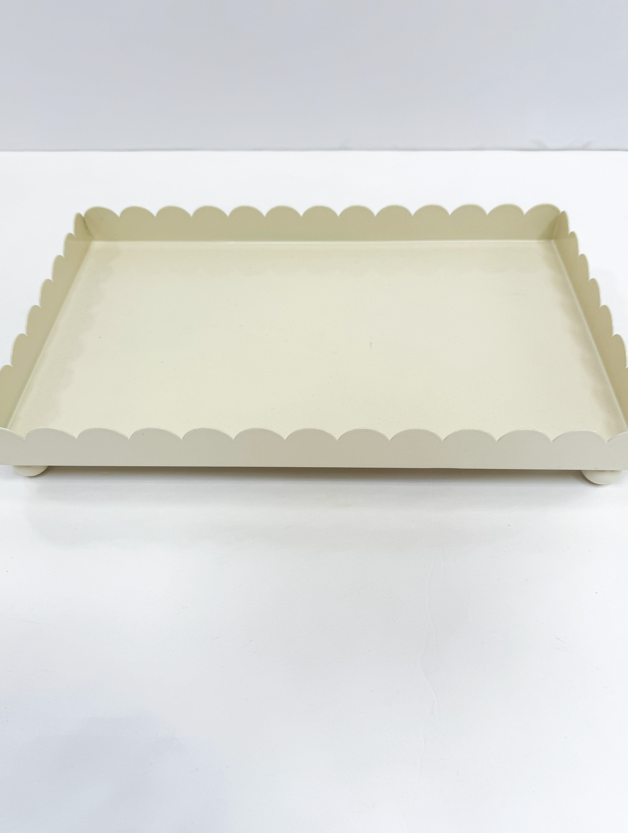 Cream Scallop Footed Tray