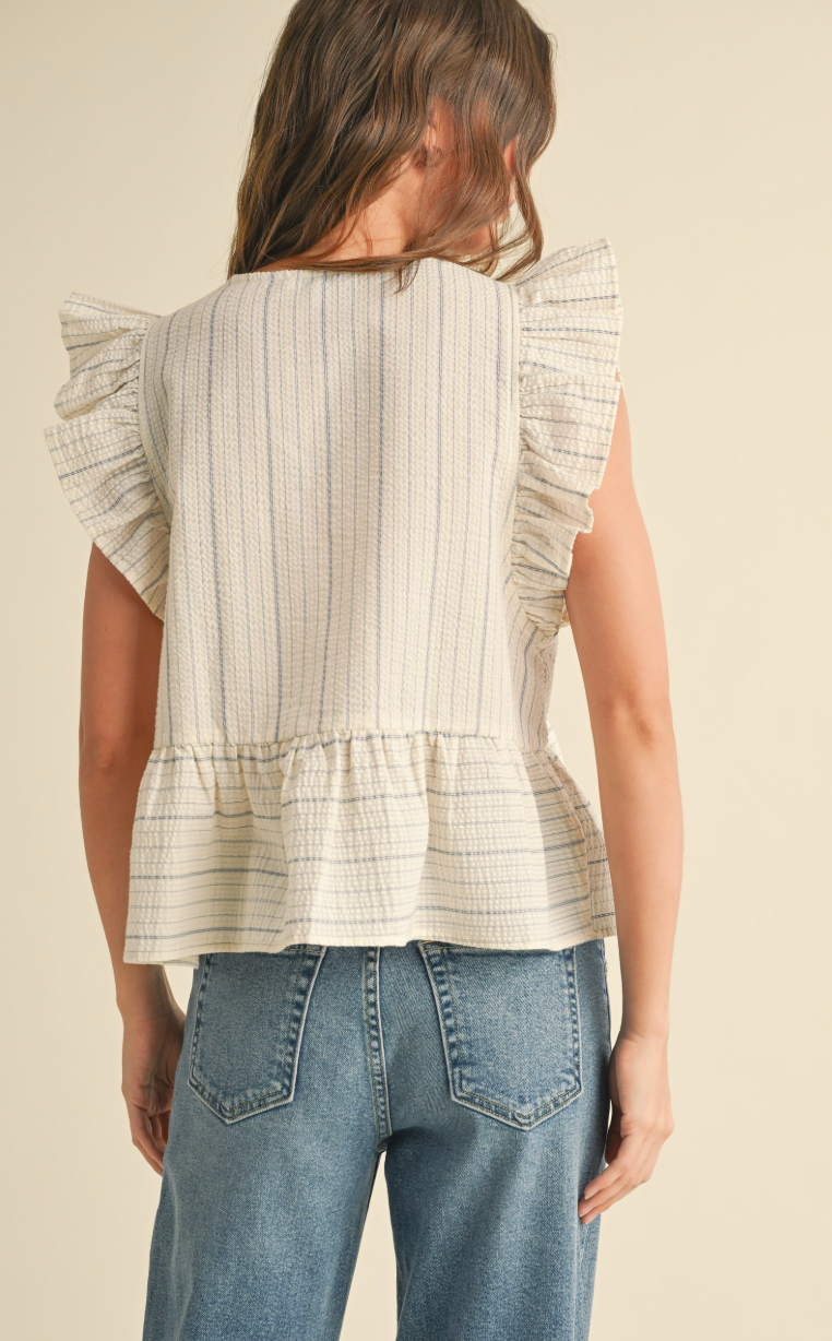 Blue Stripe Bow Ties Top