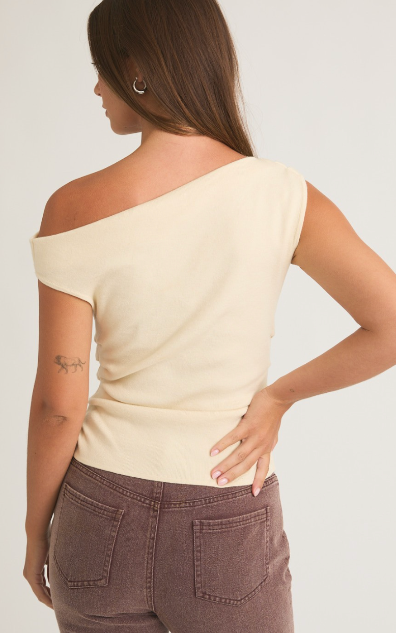 Asymmetrical Sweater Tank Ivory