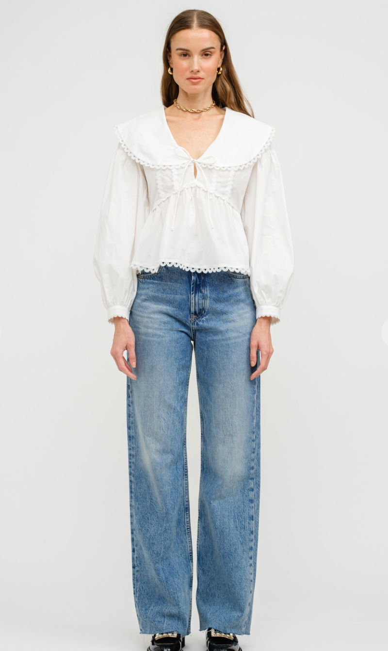 Melonie White Collared Blouse