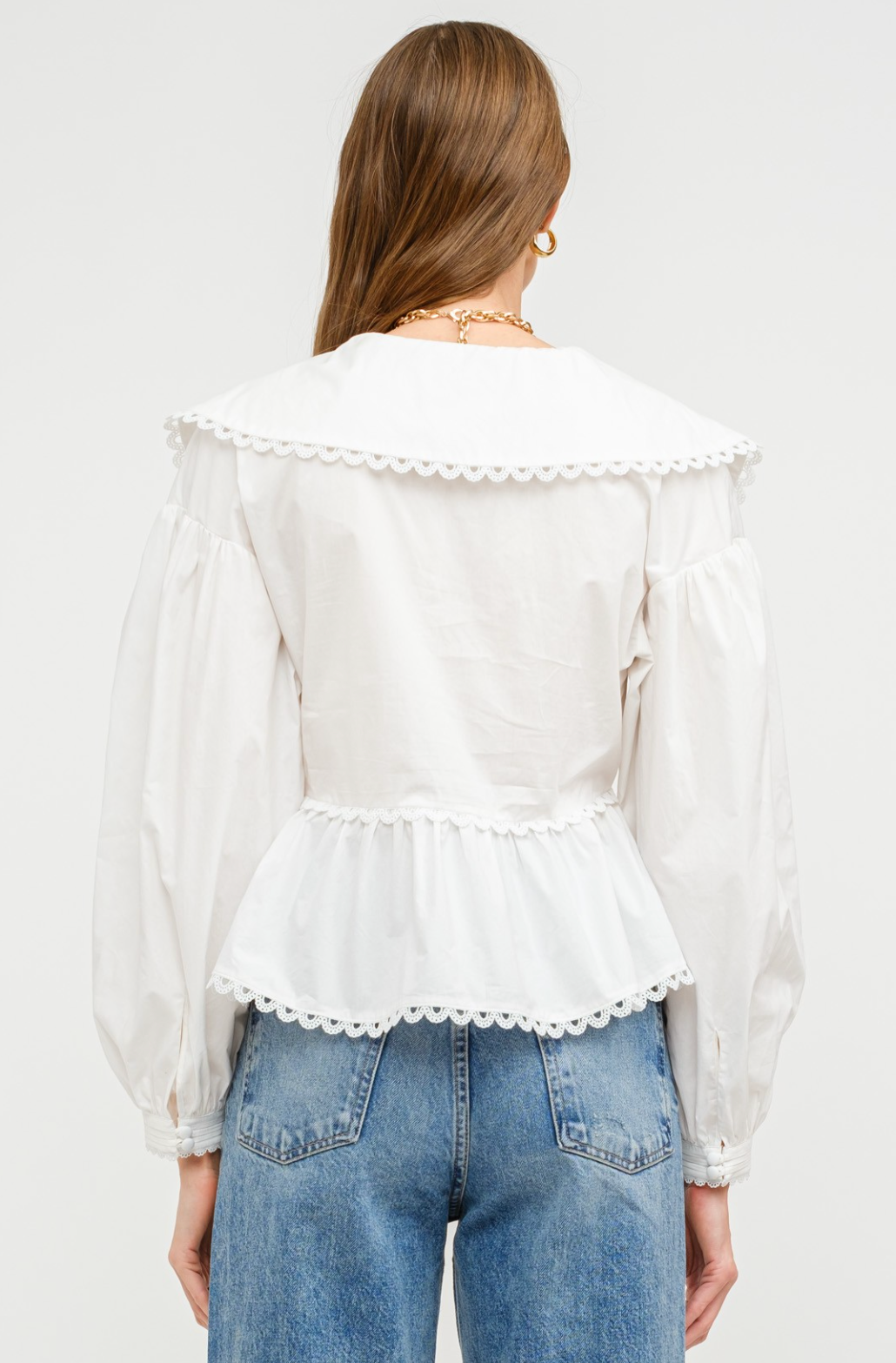 Melonie White Collared Blouse
