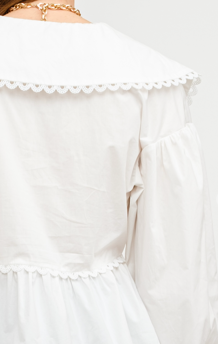 Melonie White Collared Blouse