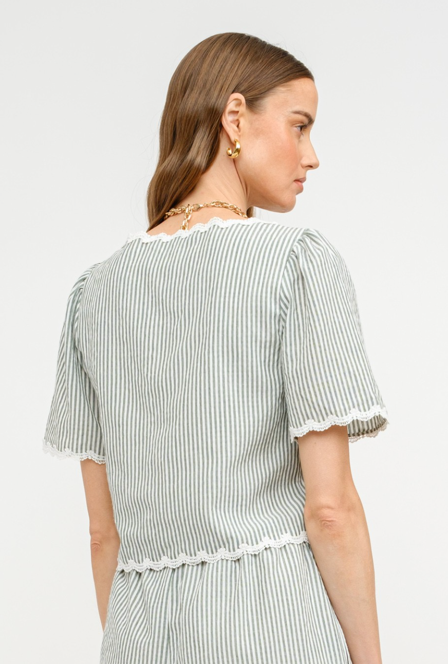 Lyla Green Stripe Tie Top