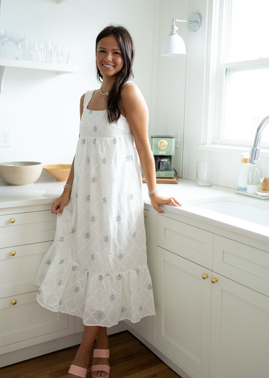 Desi Embroidered Floral Midi Dress
