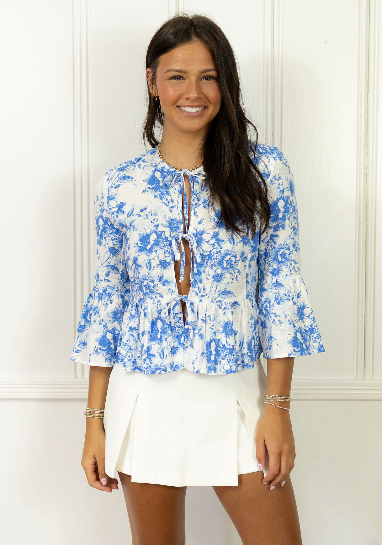 Alice Blue Floral Ties Blouse