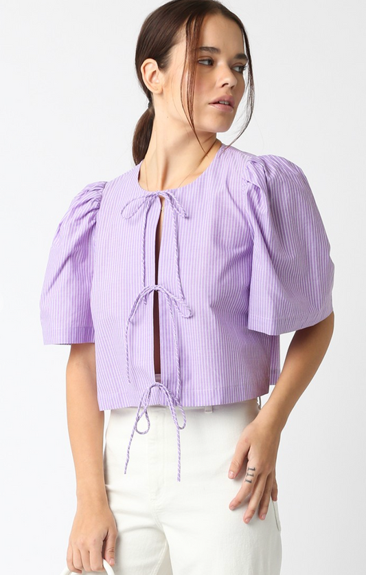 Lilac Pinstripe Ties Top