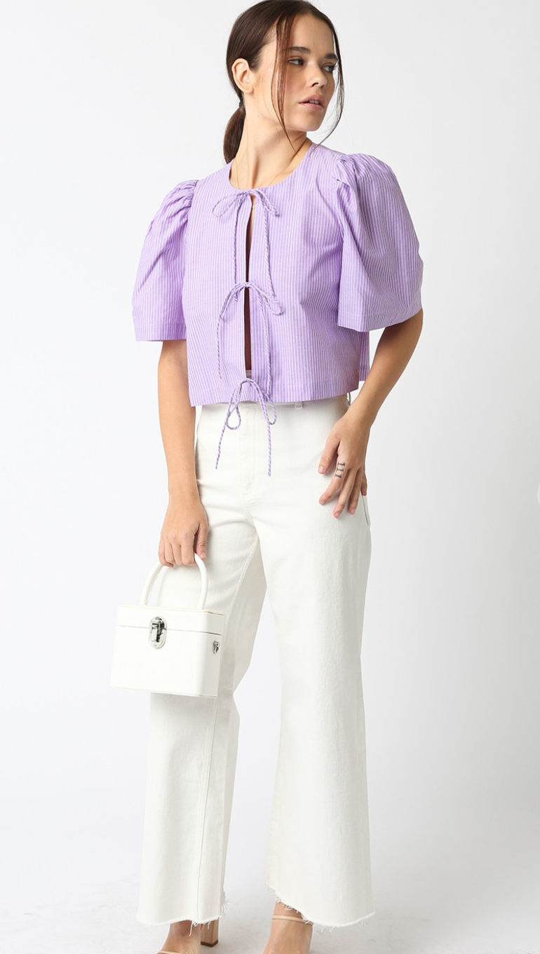 Lilac Pinstripe Ties Top