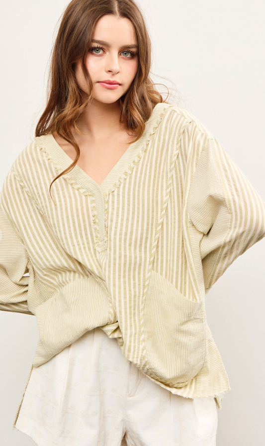 Matcha Stripe Pocket Top