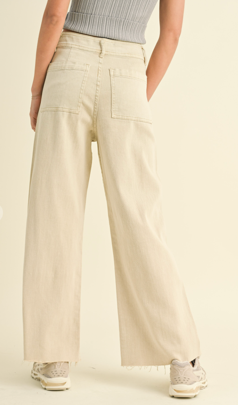 Beige Straight Leg Pants