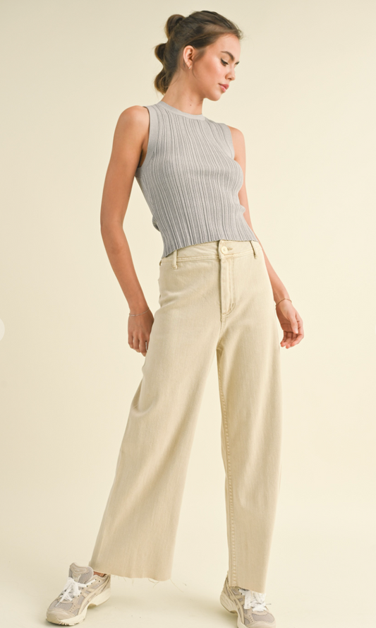 Beige Straight Leg Pants