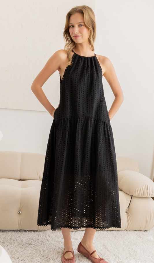 Ragain Eyelet Drop Waist Dress