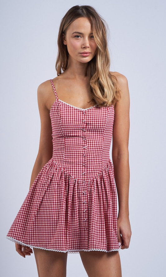 Red Checker Fit & Flare Dress