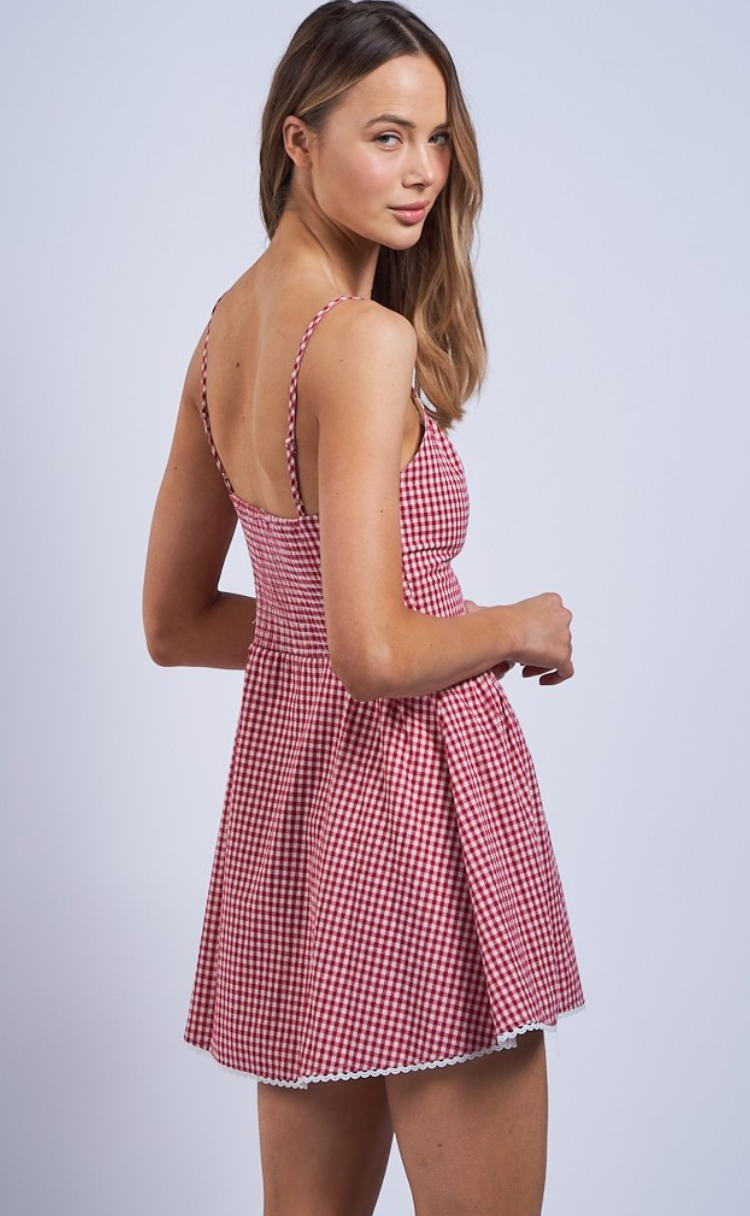 Red Checker Fit & Flare Dress