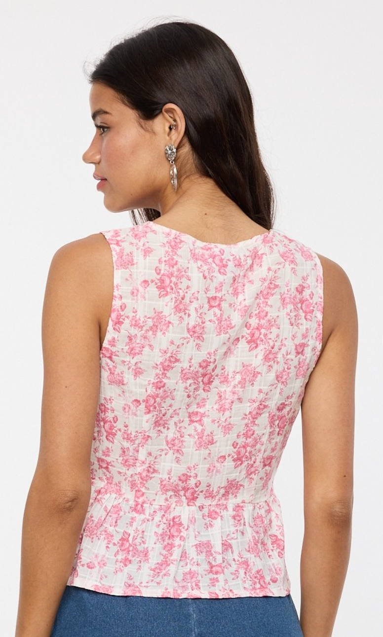 Pale Floral Ties Babydoll Top