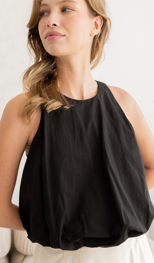 Bubble Hem Tank Black