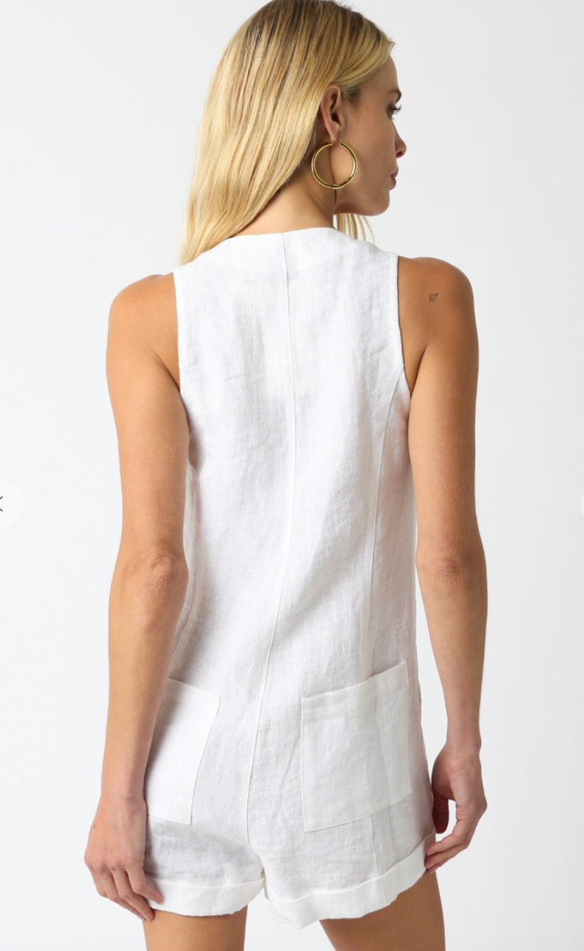 Jen Button Down Romper White
