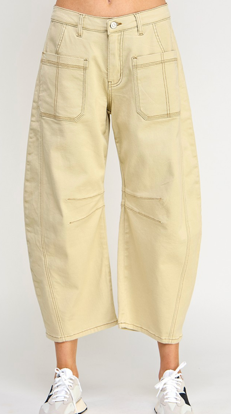 Sonja Beige Barrel Jeans