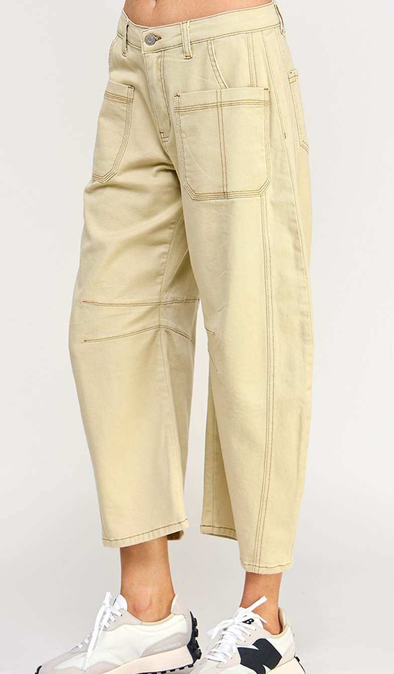 Sonja Beige Barrel Jeans