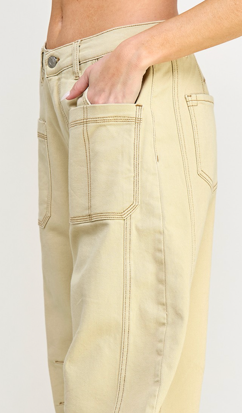 Sonja Beige Barrel Jeans